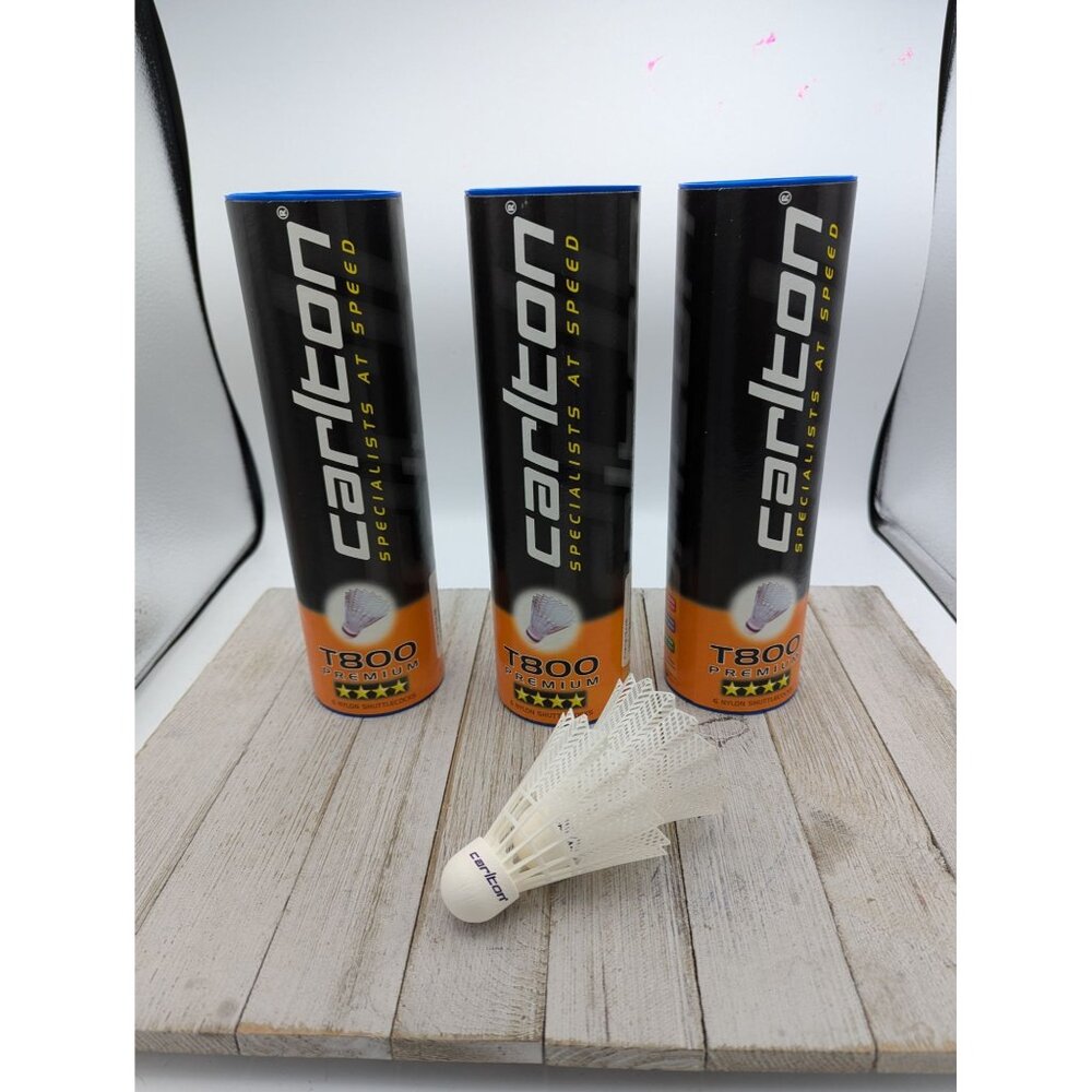 Set 3 Carlton T-800 Premium Badminton Shuttlecocks Birdie Blue 6 Pack 18 Total